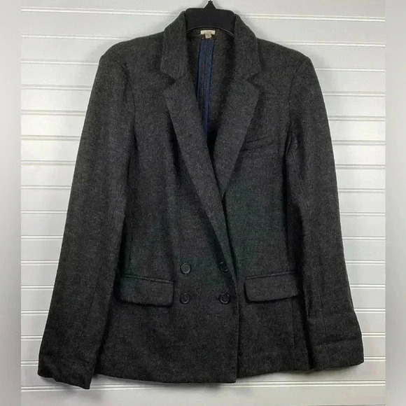 J. Crew NWOT 6 Dark Charcoal Gray 100% Wool Women's Button Front Blazer Size - Picture 4 of 11